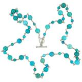 Whitney Kelly 35" Sterling Turquoise Necklace – Linked Beads – Signed WK 925 China – Collectible designer item - retired