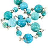 Whitney Kelly 35" Sterling Turquoise Necklace – Linked Beads – Signed WK 925 China – Collectible designer item - retired