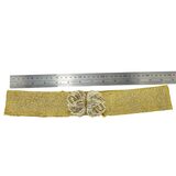 MCM Glamorous Gold Metallic Knit Stretch Belt Statement Bow Clasp Wide Elastic 28” – Rare Vintage Item