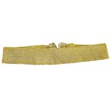 MCM Glamorous Gold Metallic Knit Stretch Belt Statement Bow Clasp Wide Elastic 28” – Rare Vintage Item