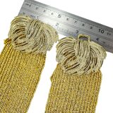 MCM Glamorous Gold Metallic Knit Stretch Belt Statement Bow Clasp Wide Elastic 28” – Rare Vintage Item