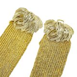 MCM Glamorous Gold Metallic Knit Stretch Belt Statement Bow Clasp Wide Elastic 28” – Rare Vintage Item