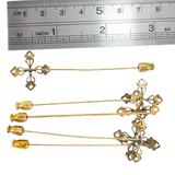 Lot Set of 5 Matching Mid Century Hat Pins - Filigree Cross Motif – Collectible vintage item