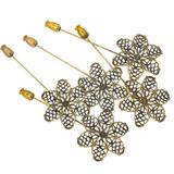 Lot Set of 5 Matching Floral Mid Century Hat Pins - Ornate Filigree Flowers – Collectible vintage item
