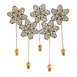 Lot Set of 5 Matching Floral Mid Century Hat Pins - Ornate Filigree Flowers – Collectible vintage item
