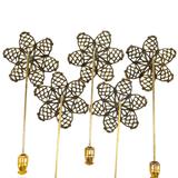 Lot Set of 5 Matching Floral Mid Century Hat Pins - Ornate Filigree Flowers – Collectible vintage item