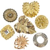 Lot of 7 Vintage Scarf Clips Gold Tone Leaf Filigree Sunburst Art Deco Styles – Collectible vintage item