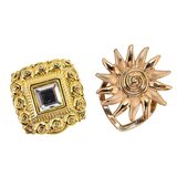 Lot of 7 Vintage Scarf Clips Gold Tone Leaf Filigree Sunburst Art Deco Styles – Collectible vintage item