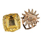 Lot of 7 Vintage Scarf Clips Gold Tone Leaf Filigree Sunburst Art Deco Styles – Collectible vintage item