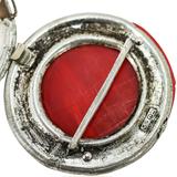 Vintage Art Deco Red Galalith And Clear Rhinestones Belt Buckle / Coat Clip - Signed WMCA – Rare collectible vintage item 
