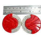 Vintage Art Deco Red Galalith And Clear Rhinestones Belt Buckle / Coat Clip - Signed WMCA – Rare collectible vintage item 
