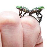 Vintage Nephrite Butterfly Pinky Ring — Sculptural Artisan Sterling Silver Size 5.5 – Studio made / small batch item  - Estate find
