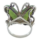 Vintage Nephrite Butterfly Pinky Ring — Sculptural Artisan Sterling Silver Size 5.5 – Studio made / small batch item  - Estate find
