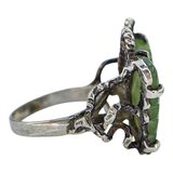 Vintage Nephrite Butterfly Pinky Ring — Sculptural Artisan Sterling Silver Size 5.5 – Studio made / small batch item  - Estate find