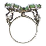 Vintage Nephrite Butterfly Pinky Ring — Sculptural Artisan Sterling Silver Size 5.5 – Studio made / small batch item  - Estate find