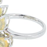 Sterling Silver Ethiopian Yellow Opal Leaf Ring, Size 8 – Pear-Cut Stones with Subtle Play of Color – Estate Find
