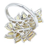 Sterling Silver Ethiopian Yellow Opal Leaf Ring, Size 8 – Pear-Cut Stones with Subtle Play of Color – Estate Find