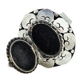 Vintage Mexico Sterling Silver Poison Ring Eagle 3 JFC Tiger Eye Pinky Adjustable – OOAK - Unique one of a kind artisan item