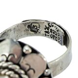 Vintage Mexico Sterling Silver Poison Ring Eagle 3 JFC Tiger Eye Pinky Adjustable – OOAK - Unique one of a kind artisan item