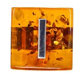 Vintage Polish 925 Sterling Silver Amber Ring Size 8 Modernist Baltic Amber – Vintage item