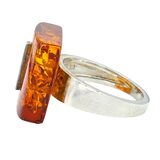Vintage Polish 925 Sterling Silver Amber Ring Size 8 Modernist Baltic Amber – Vintage item