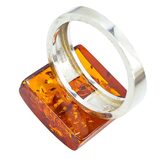 Vintage Polish 925 Sterling Silver Amber Ring Size 8 Modernist Baltic Amber – Vintage item