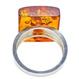 Vintage Polish 925 Sterling Silver Amber Ring Size 8 Modernist Baltic Amber – Vintage item