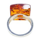 Vintage Polish 925 Sterling Silver Amber Ring Size 8 Modernist Baltic Amber – Vintage item