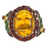 Whimsical Amber & Garnet Garden Ring in Sterling Silver - Size 9 - TJC 925 JS – Estate Find
