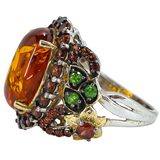Whimsical Amber & Garnet Garden Ring in Sterling Silver - Size 9 - TJC 925 JS – Estate Find