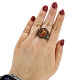 Whimsical Amber & Garnet Garden Ring in Sterling Silver - Size 9 - TJC 925 JS – Estate Find
