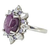 925 Sterling Silver Halo Ring W Purple Stone Signed D’Joy Size 6 Pinky – Estate Find