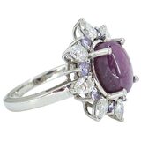 925 Sterling Silver Halo Ring W Purple Stone Signed D’Joy Size 6 Pinky – Estate Find