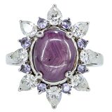 925 Sterling Silver Halo Ring W Purple Stone Signed D’Joy Size 6 Pinky – Estate Find