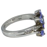 STS Tanzanite And Zircon Sterling Silver Bypass Ring Size 6 – Estate Find