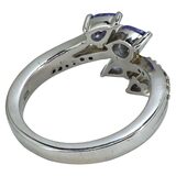 STS Tanzanite And Zircon Sterling Silver Bypass Ring Size 6 – Estate Find