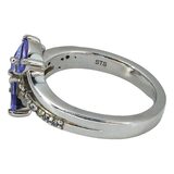 STS Tanzanite And Zircon Sterling Silver Bypass Ring Size 6 – Estate Find