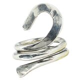 Vintage Studio Modernist Solid Silver Sculptural Spiral Coil Hook Ring Size 6 8.8g – OOAK - Unique one of a kind artisan item