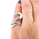 Vintage Studio Modernist Solid Silver Sculptural Spiral Coil Hook Ring Size 6 8.8g – OOAK - Unique one of a kind artisan item