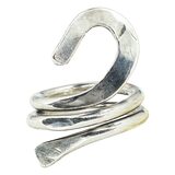 Vintage Studio Modernist Solid Silver Sculptural Spiral Coil Hook Ring Size 6 8.8g – OOAK - Unique one of a kind artisan item