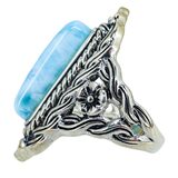 BBJ 925 Sterling Silver Larimar Ring Ornate Braded Scroll Frame Size 6.75 9.3g – Estate Find
