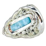 BBJ 925 Sterling Silver Larimar Ring Ornate Braded Scroll Frame Size 6.75 9.3g – Estate Find