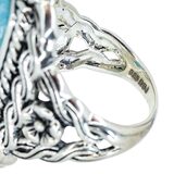 BBJ 925 Sterling Silver Larimar Ring Ornate Braded Scroll Frame Size 6.75 9.3g – Estate Find