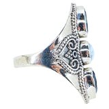 PTI India 925 Sterling Silver Larimar & Blue Topaz Statement Ring Size 7 – Estate Find