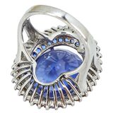 Sterling Silver Blue Corundum Double Halo Cocktail Ring Size 7 12.4g – Estate Find