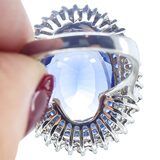 Sterling Silver Blue Corundum Double Halo Cocktail Ring Size 7 12.4g – Estate Find