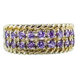 Purple CZ Sterling Silver Wide Statement Band Ring Size 7 – Estate Find