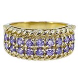 Purple CZ Sterling Silver Wide Statement Band Ring Size 7 – Estate Find