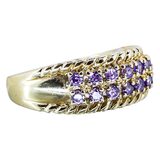 Purple CZ Sterling Silver Wide Statement Band Ring Size 7 – Estate Find