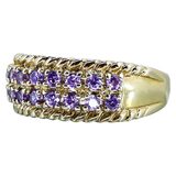 Purple CZ Sterling Silver Wide Statement Band Ring Size 7 – Estate Find